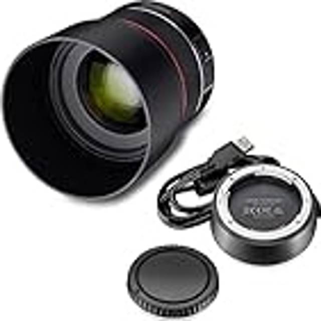 SAMYANG 8009 AF 85mm F1.4 EF+Lens Station for Canon EF I compact telephoto lens for portrait shots, with fast DSLM autofocus I for SLR full-frame&a...