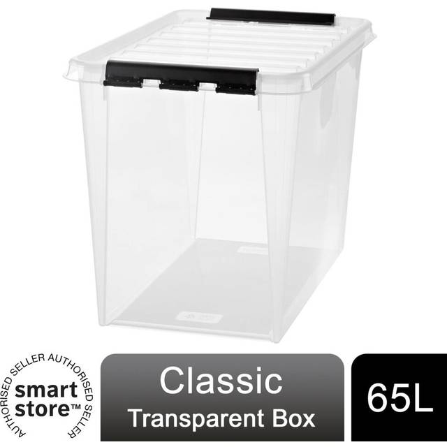 Smartstore Classic Box 65 Polypropylene Transparent Storage With Lid, 65 Litre, Clear
