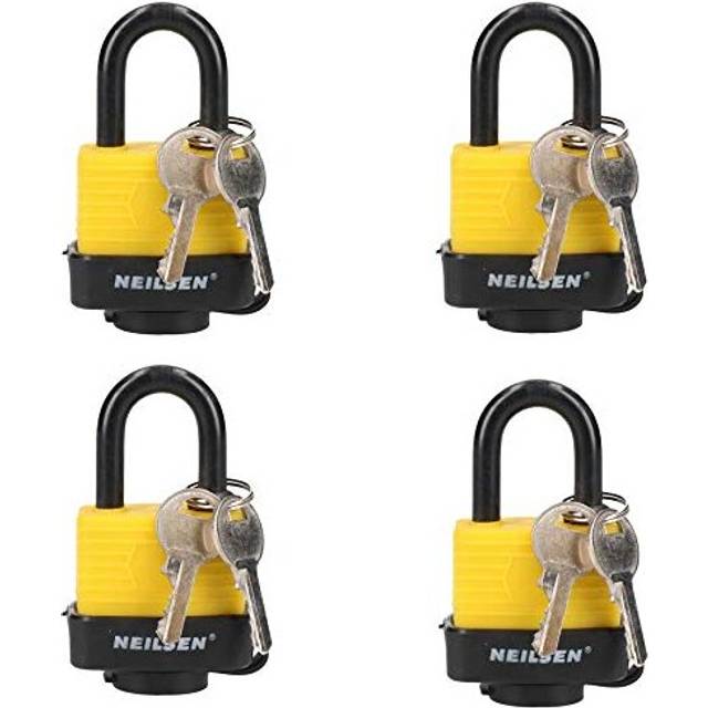 4 Keyed Alike 40mm Water Resistant Waterproof Padlocks 4 Locks 8 Keys Security