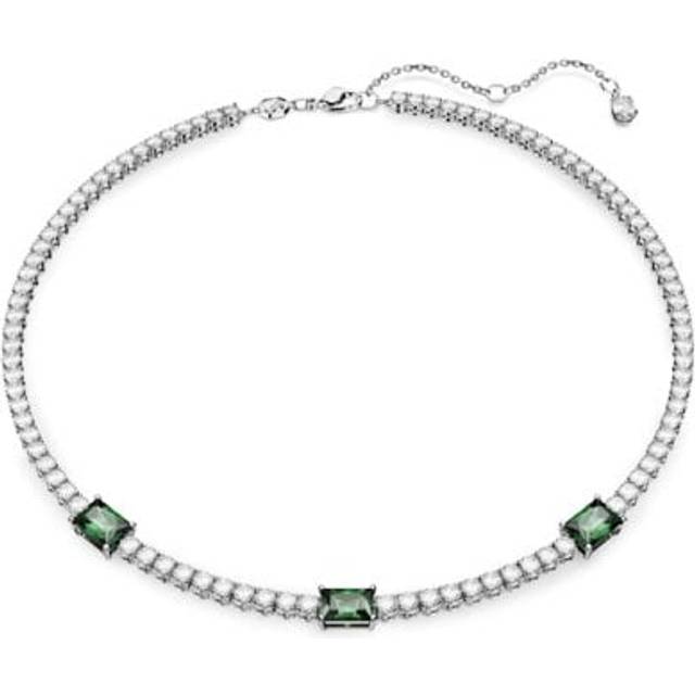 Swarovski Matrix Mixed Cut Green Tennis Necklace - Silver - 16.5cm