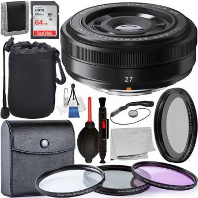 FUJIFILM XF 27mm f/2.8 Lens Black - 16389123 with Advanced Lens Bundle