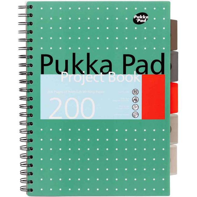 Pukka Pad Metallic A4 Project Notebook Feint 80GSM Ruled With 5 Movable Divider
