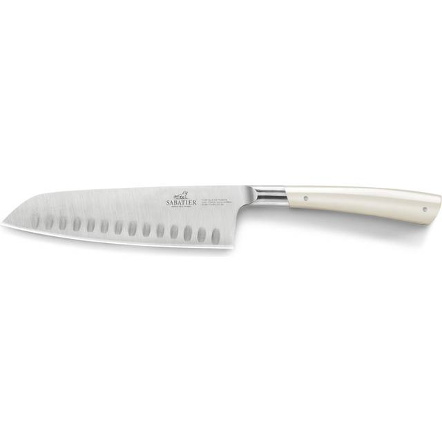 Lion Sabatier® Edonist Perle 18cm Scalloped Santoku Knife (Pearl Handle with Stainless Steel Rivets)