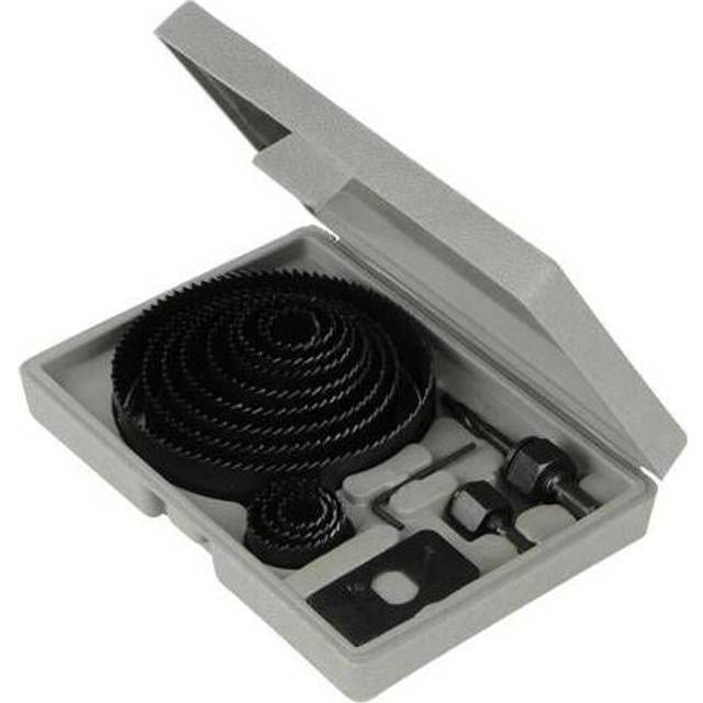 16 Piece 19mm 127mm Holesaw Kit Incl Arbors Hex Key Reinforcing Plate
