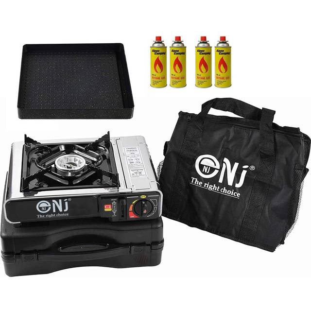 (No. of Gas Canisters: 4) NJ-500+GRILL Portable Camping Gas Stove Steel