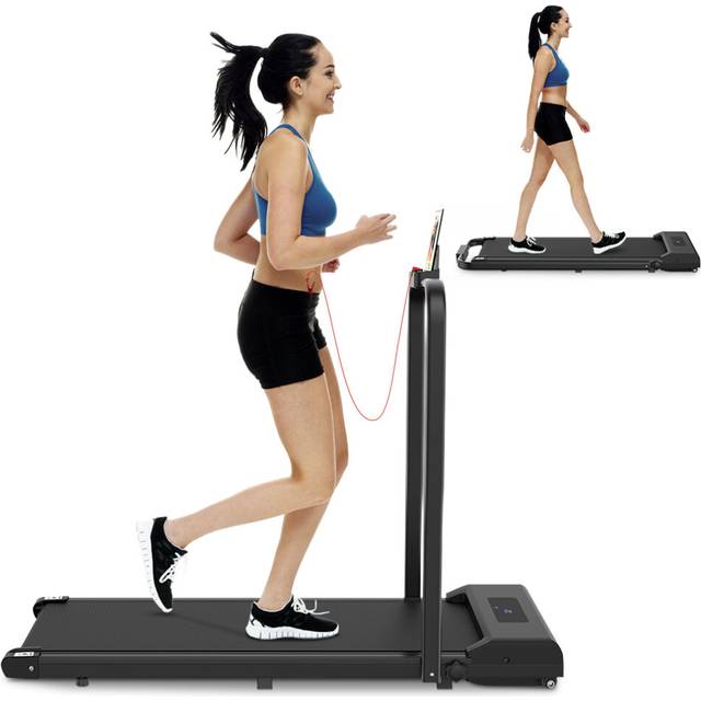 (Black, Whthout Mat) Under Desk Electric Treadmill