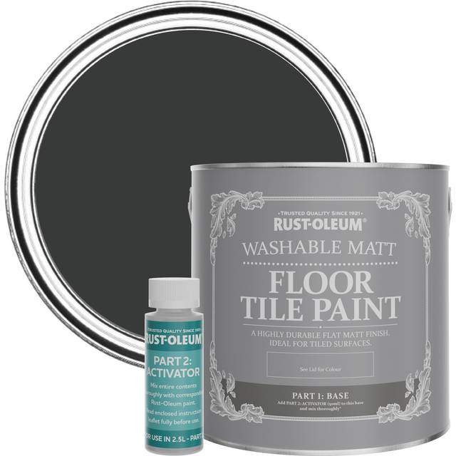 Rust-Oleum Floor Tile Paint Ntrl Charcoal Matt 2.5L - Black