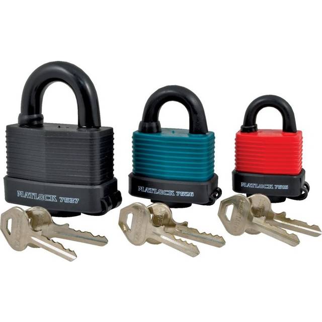 Laminated Red Steel Key Padlock - 45mm - Matlock
