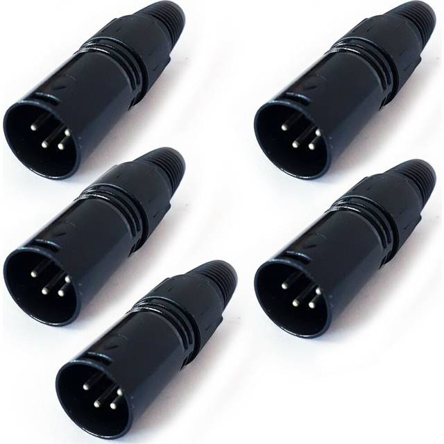5x XLR 4 Pin Pole Male Connector Plug Solder Adapter To Audio Cable Lead Jack