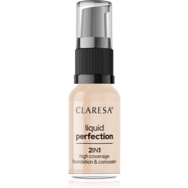 Claresa Claresa Liquid Perfection 2in1 Foundation med fuld dækning Skygge 102 Warm Medium 18 g