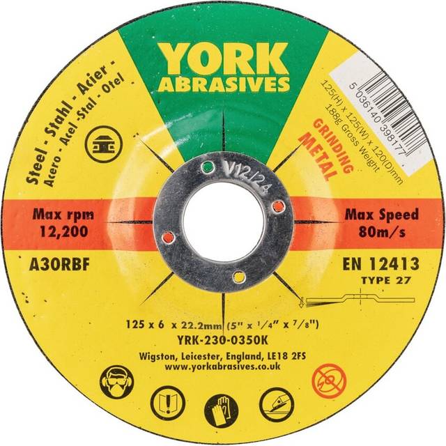 125X6X22.23MM A30RBF dpc Grinding Disc, Type 27 - York