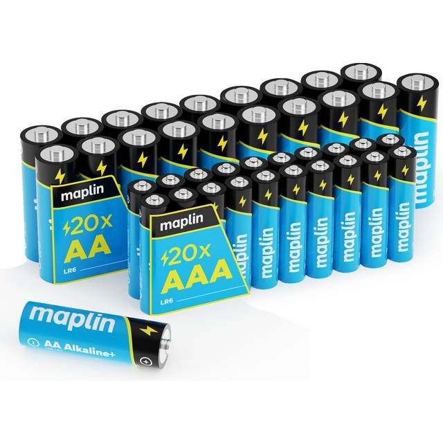 Maplin 20x AA LR6 / 20x AAA LR03 7 Years Shelf Life 1.5V High Performance Alkaline Batteries