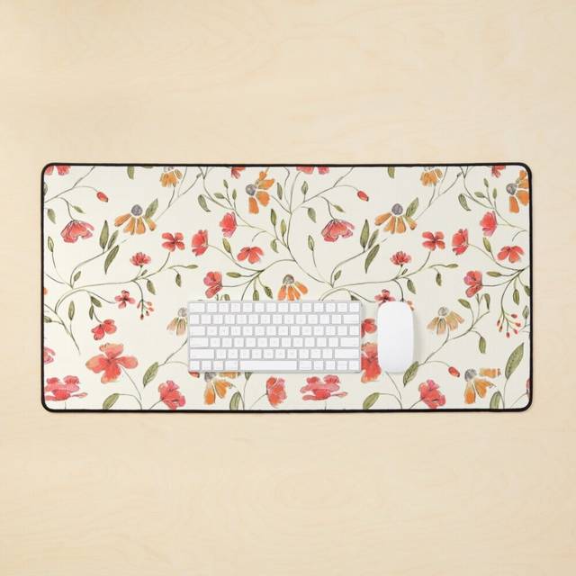 Desk Mat Vintage floral Large Gaming Mouse Pad 35x16 inch