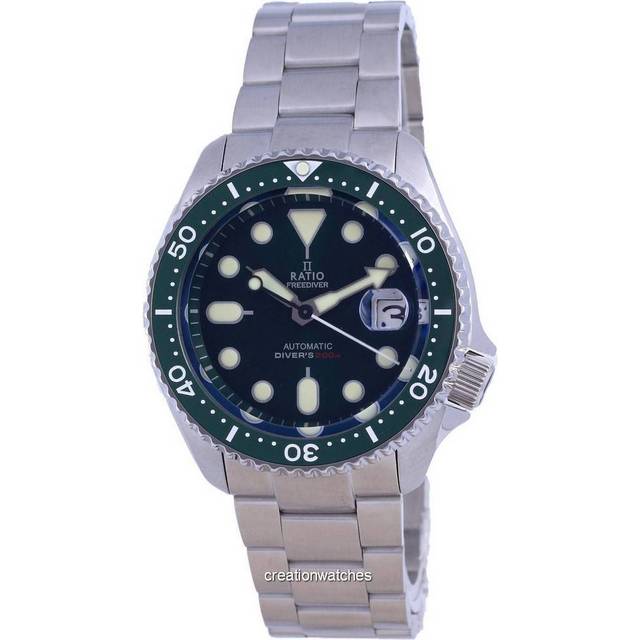 Ratio FreeDiver Green Dial Sapphire Crystal Stainless Steel Automatic RTB205 200M Men&#39;s Watch