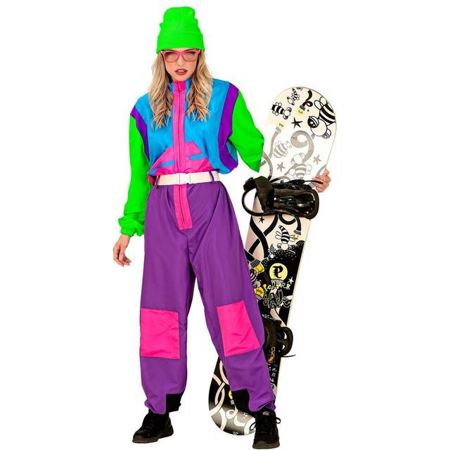 W WIDMANN MILANO Party Fashion – Kostym snowboardåkare, overall, retro overall, 80-tals outfit, badknapp outfit, karnevalkostymer