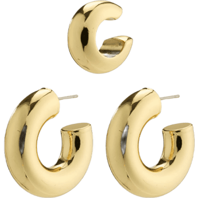 Pilgrim ALEENA Chunky Gold-Plated Hoops and Ear Cuff, Gold, Women