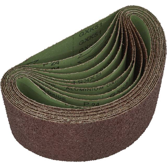 5 PACK - 100mm x 610mm Sanding Belts - 24 Grit Aluminium Oxide Cloth Backed Set