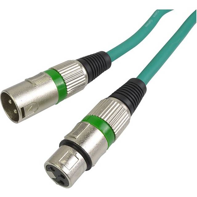 XLR Mic Audio Cable 6 Metre Long Lead - Soft Green Cable Metal Plugs