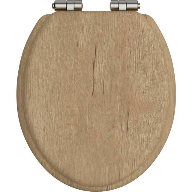 Toilet Seat With Soft Close Vintage Gold Hinges - Light Oak - One Size