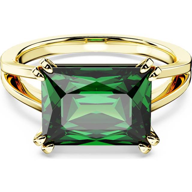 Stilla cocktail ring, Rectangular cut, Green, Gold-tone plated - 52