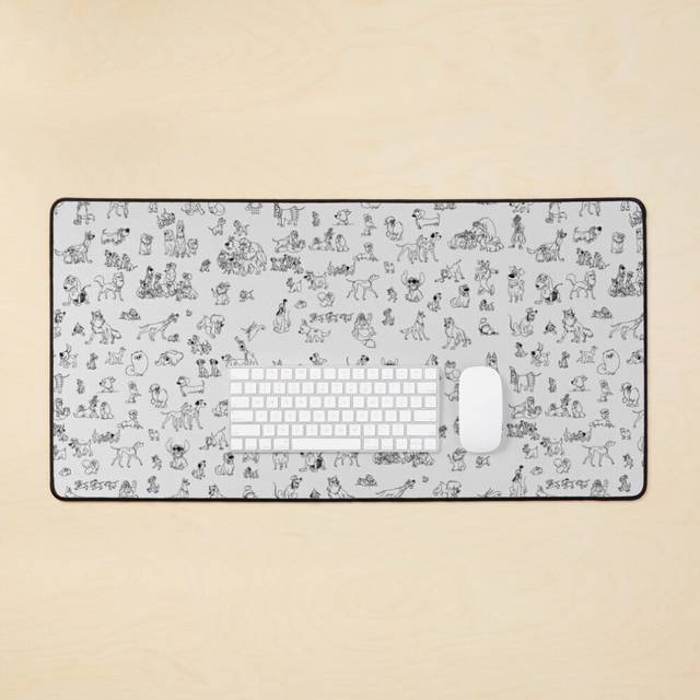Desk Mat Cartoon dogs pattern Large Gaming Mouse Pad 35x16 inch