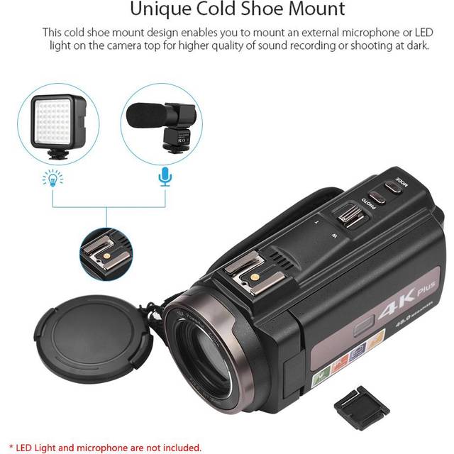 Andoer 4K/60FPS 48MP WiFi Digital Video Camera Camcorder Recorder with 16X Zoom 3 Inch Touchscreen svart