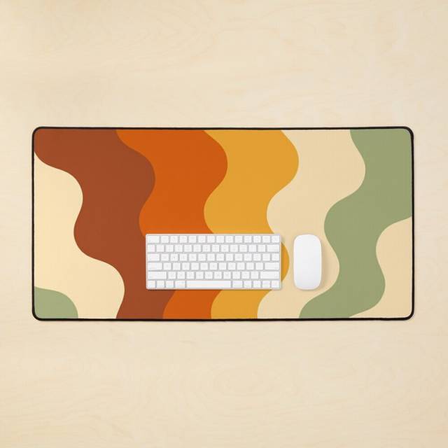 Desk Mat Groovy Wavy Vintage Sunrays Large Gaming Mouse Pad 35x16 inch