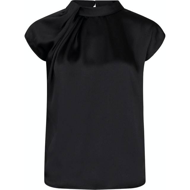 Neo Noir, Blusar & Skjortor , Dam, XL, Polyester, Fleur Drapy Satinblus - black (XL)