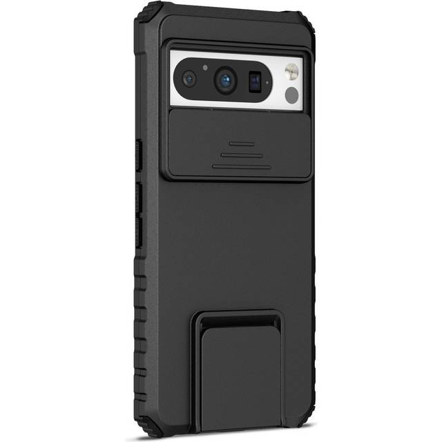 Google Pixel 8 Pro Tåligt Skal m. Stativfunktion & Cam Slider - Svart