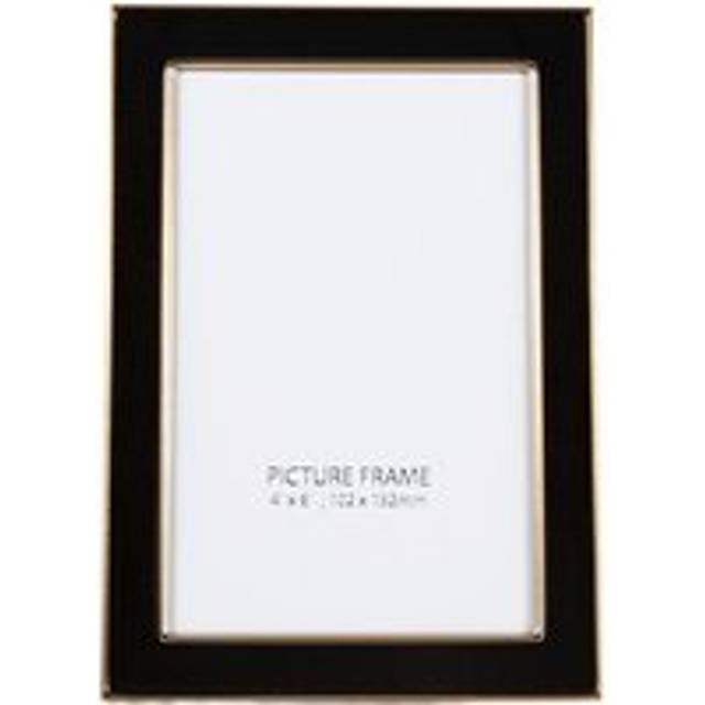 Modern Designer Shiny Gold Metal and Black 4x6 Picture Frame for Wall or Table - One Size