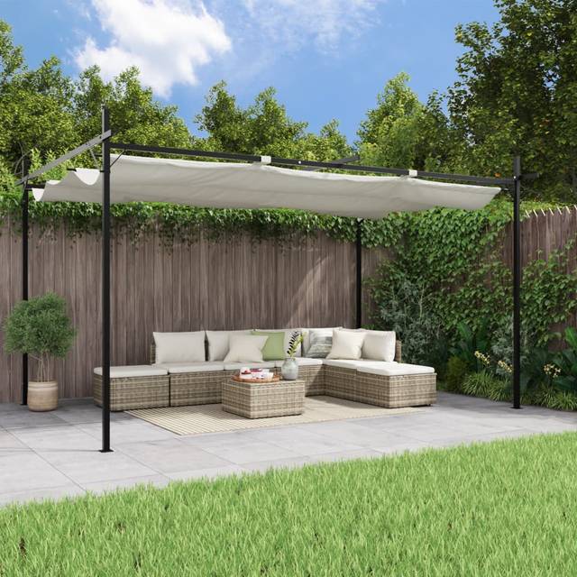 Vidaxl Pergola With Retractable Roof Cream 395x292x230 Cm