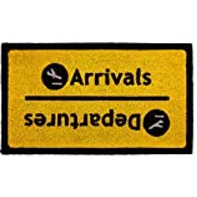Premier Housewares Arrival Departure PVC Backed Coir Doormat, Yellow