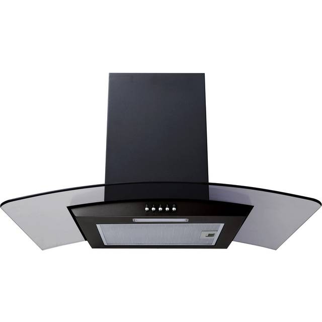 Prima 60cm curved glass chimney hood - black prcgh017