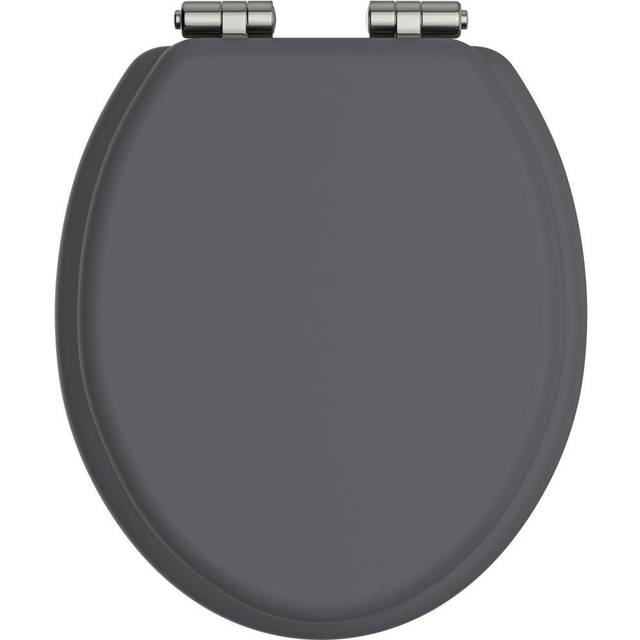 Heritage graphite toilet seat with soft close vintage gold hinges