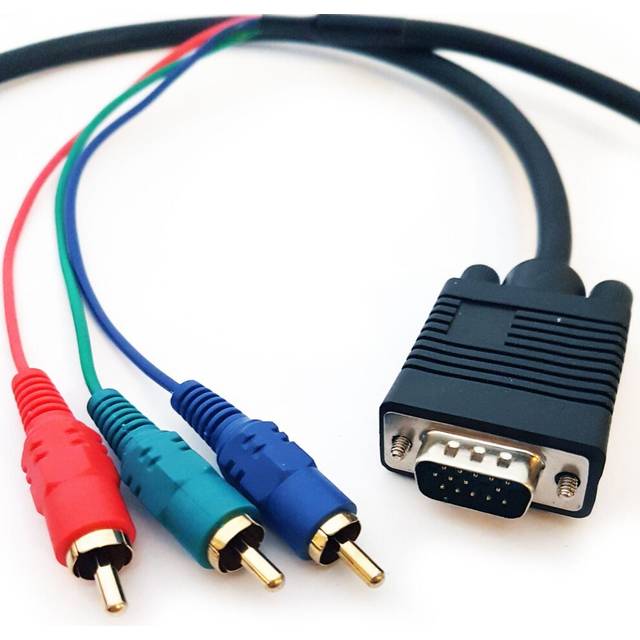3m VGA Male to 3 RCA RGB/Component Plug Cable YpbPr PC Laptop Video Patch Lead