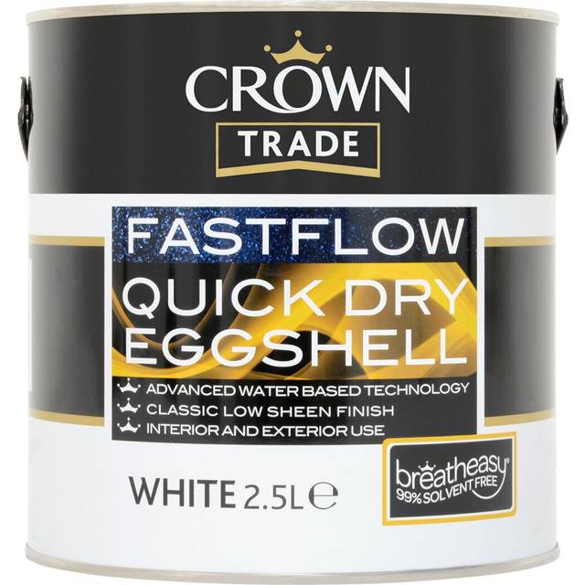 Crown Trade Fastflow Quick Dry Eggshell, White 2.5L