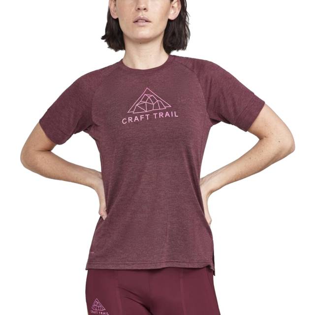 Craft Women's Advance Trail Wool Short Sleeve Tee Punsch/Melange, Punsch-Melange, S