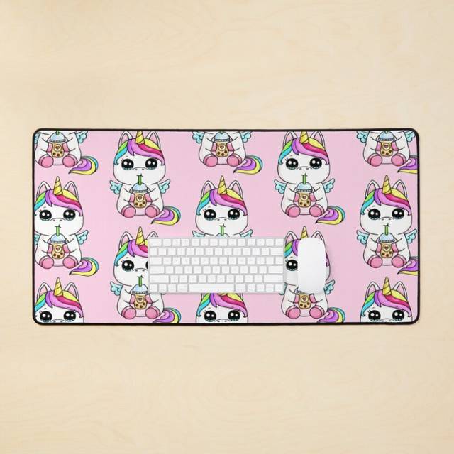 Desk Mat Copy of Illustrations - cute fluffy unicorn Large Gaming Mouse Pad 35x16 inch
