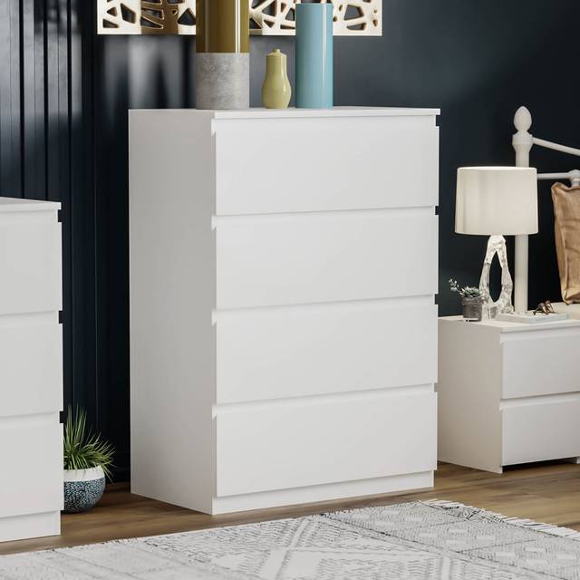 Vida Designs Denver 4 Drawer White Chest of Drawers - 4 Drawers