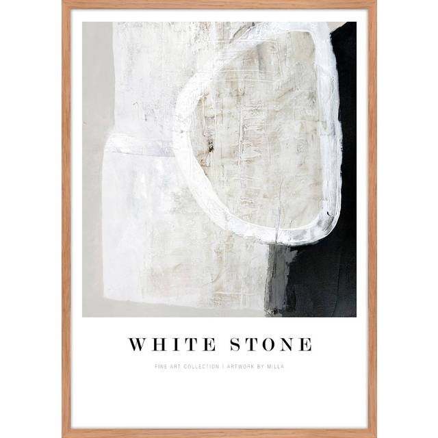 Malerifabrikken - Tavla White stone, Ek ram - Beige