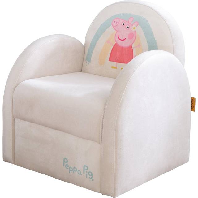 roba Barnfåtölj i Peppa Pig-design: Fåtölj med armstöd för pojkar och flickor från 18 månader - Belastbar bis 80 kg - Sammet i Beige