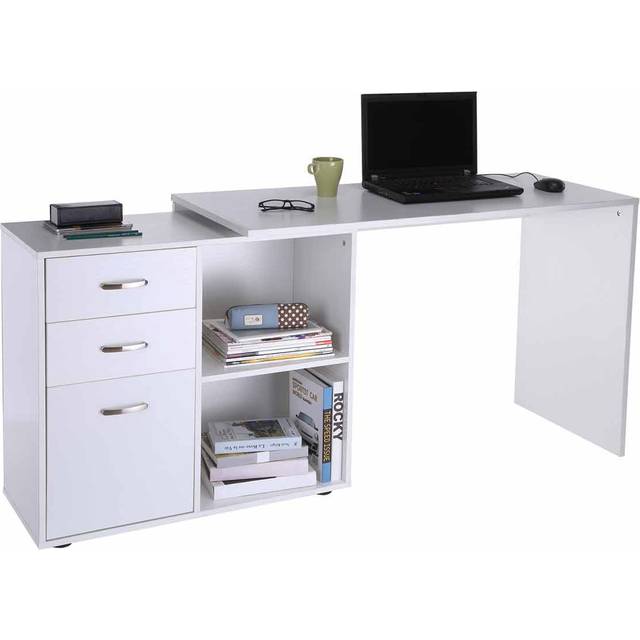 Home Office L Shape Computer Desk Workstation Drawer Shelf File Cabinet-White - CARTER | TJ Hughes White