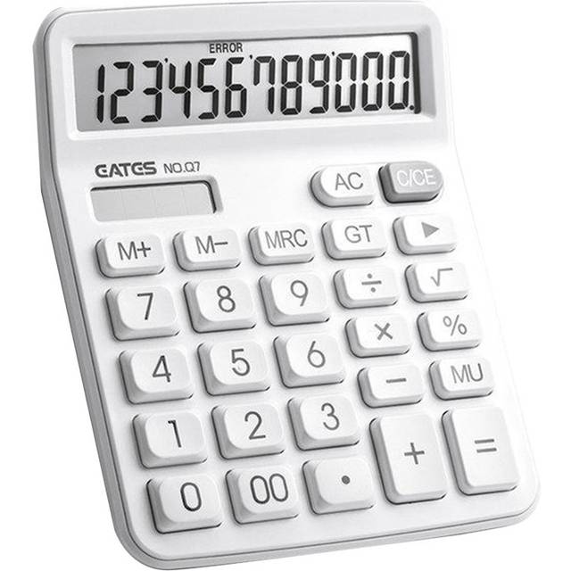 Business Calculator 12 Digit Display Screen Dual Power Supply Calculator Student Office Desktop Calculator-A
