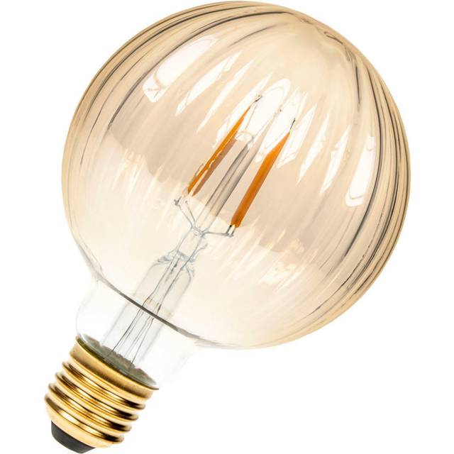 Prolite Globe LED Light Bulb Dimmable Ribbed E27 4W Extra Warm White Gold