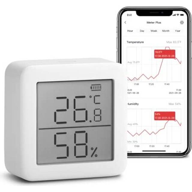 Smart Room Thermometer Hygrometer Sensor Indoor, Bluetooth Digital Temperature Monitor with Free Data Storage,
