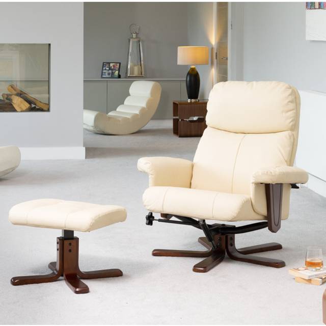 Artemis Home Woodacre Cream Swivel Recliner Chair with Footstool - Single
