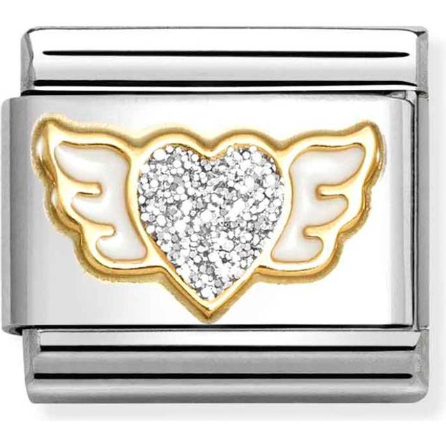 Nomination Classic Gold and Enamel Glitter Silver Winged Heart Animals