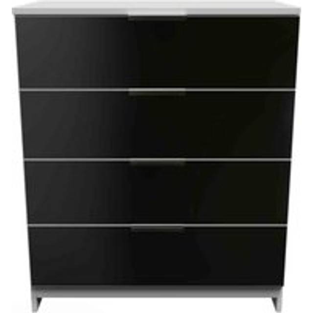 Welcome Furniture Ready Assembled Plymouth 4 Drawer Chest In Black & White, Black