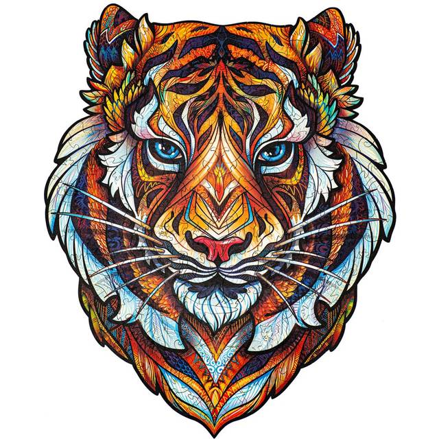 "UNIDRAGON Original Wooden Jigsaw Puzzles - Lovely Tiger  273 Pieces  King Size 11.7""""x14.7""""  Beautiful Gift Package  Unique Shape Best Gift for Adult"