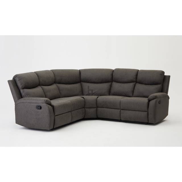 Home Detail Selby Grey Air Leather 5-Seater Corner Manual Recliner Sofa, Grey